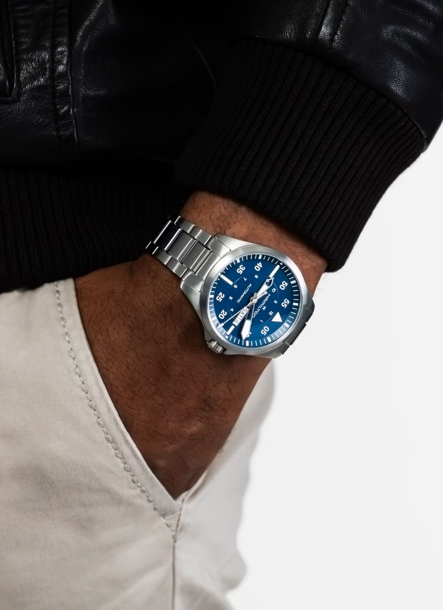 HAMILTON KHAKI AVIATION PILOT DAY DATE AUTO